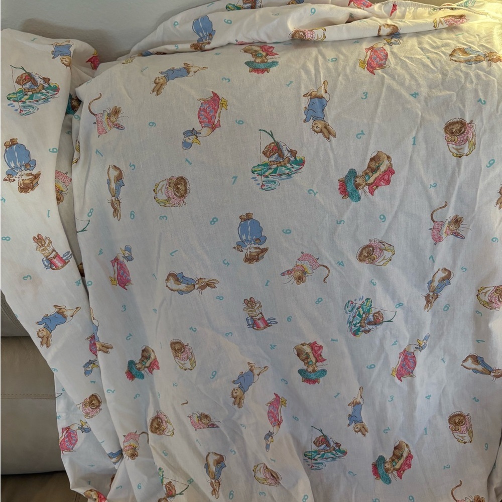 Vintage Beatrix Potter Quiltex Baby Quilt, crib sheet, crib ruffle rare 90’s Y2K - Picture 10 of 16